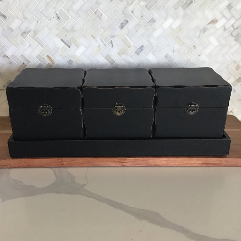 Three Distressed Boxes In Matching Tray